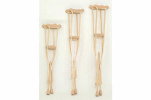 Youth Wooden Crutches W/Tips Arm Pad